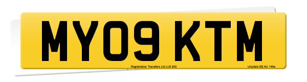 Registration number MY09 KTM